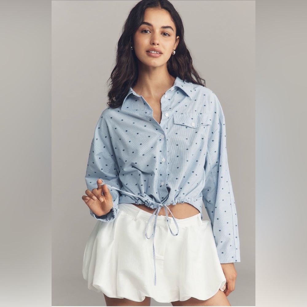 Maeve Cinched-Waist Buttondown Shirt